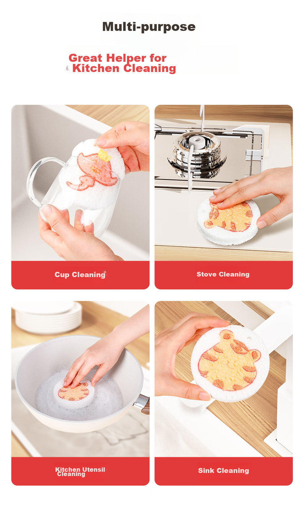 OKwife Dish Cloth 16x12cm 3-Pack Double-Layer Thickened Easy-Clean Silver Thread Cotton Scrubbing Cloth Pot Cleaning Tool 12