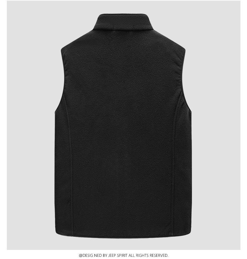 JEEP SPIRIT Men's Fleece Vest, Spring And Autumn Stand-Up Collar Sleeveless Tank Top, Men's Outerwear Jacket, Black, 3XL 6