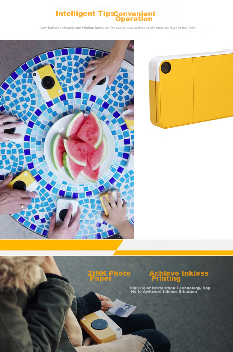 KODAK PRINTOMATIC Camera, Black And White, Instant Printing (Print As You Take, No Ink Printing, Simple Contrasting Colors), Gift Box Set 8