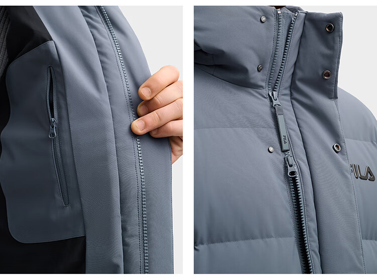 FILAFILA Official RGB Long Down Jacket 2025 Winter Couples Hooded Cold-Resistant Warm Coat 20