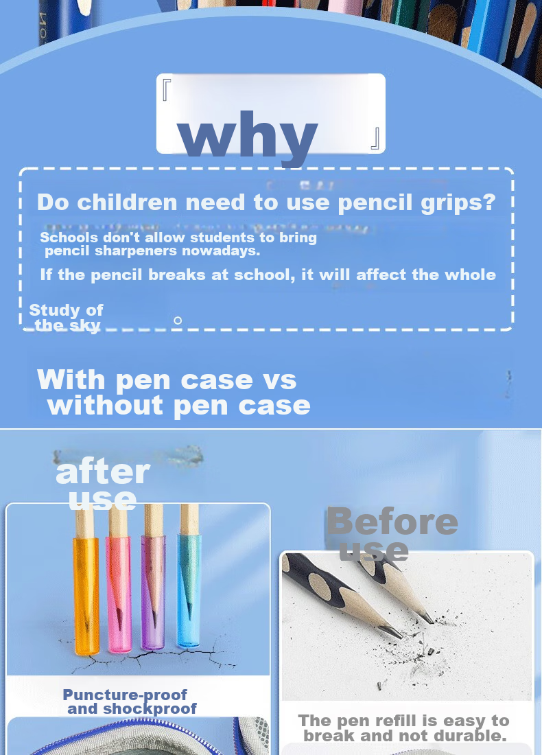 Licao Elementary School Pencil Caps, Anti-Puncture And Drop-Resistant, 30-Pack, Transparent Colorful School Supplies, Pencil Covers, Protective Caps 2