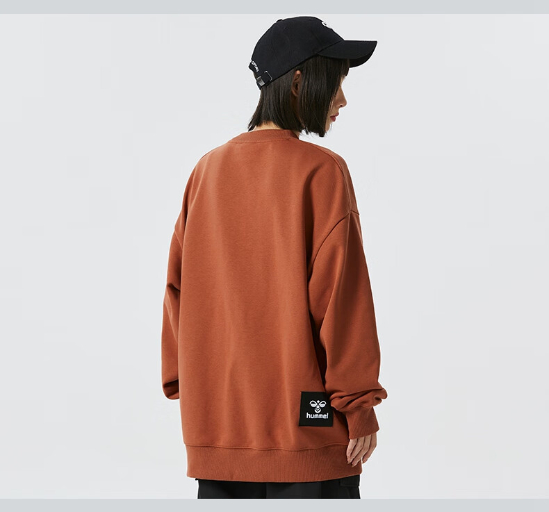 Hummel Spring And Autumn Heavyweight Sweatshirt for Men And Women, Couple Outfit with Embroidery, Loose-Fitting Round Neck Top for Spring, Base Layer, Black, S 10