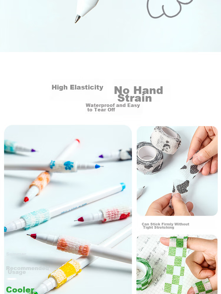 Sannianerban Student Writing Finger Protector Band, Easy-To Elastic Self-Adhesive Joint Protection Sleeve, Anti-Abrasive Writing Grip, Sports Finger Fixation Band, Complete Set - 8 Pieces 4