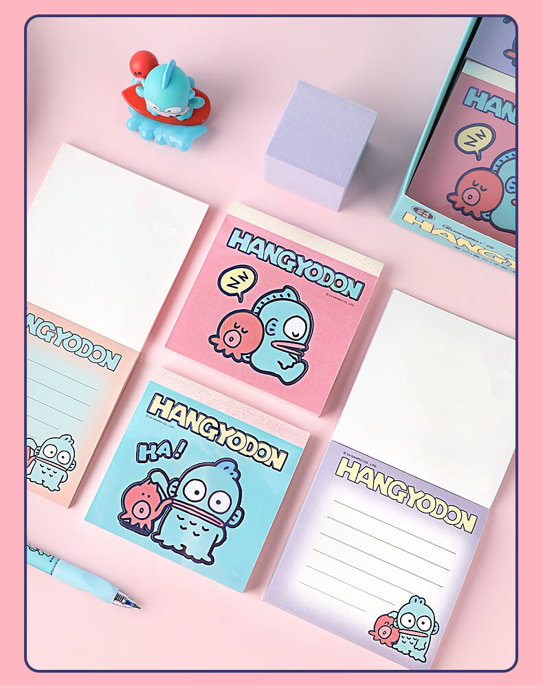 GuangBo X Sanrio Co-Branded Square Notebook, Mini Pocket Notebook, Memo Pad, Aesthetic Journal, Notepad, 100*100mm/80 Sheets, Half-Person Fish Green, KT81387 9
