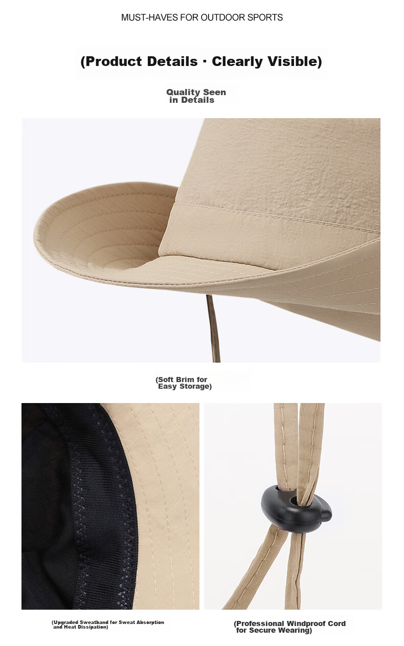 Pike Fishing Hat for Men And Women, Summer Lightweight Large Size Sun Protection Face-Covering Wide Brim Hat, Dark Gray 9