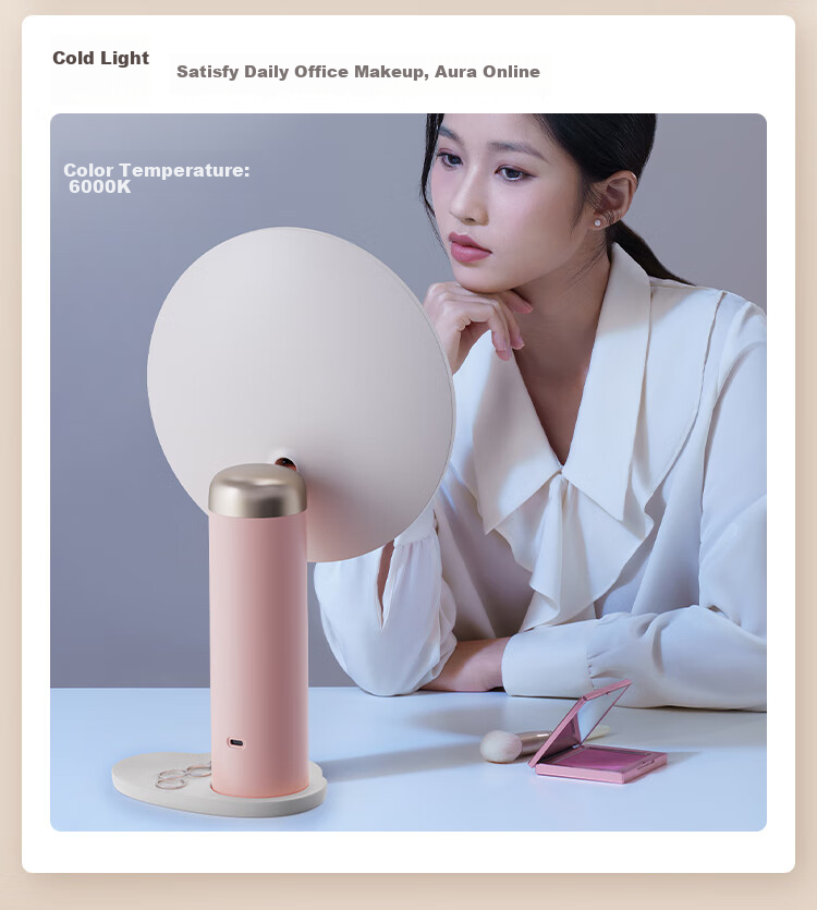 JD Original Three-Day Lighted Makeup Mirror with LED Desk Vanity Mirror for Live Streaming, Beauty Mirror, Birthday Gift for Wome 7