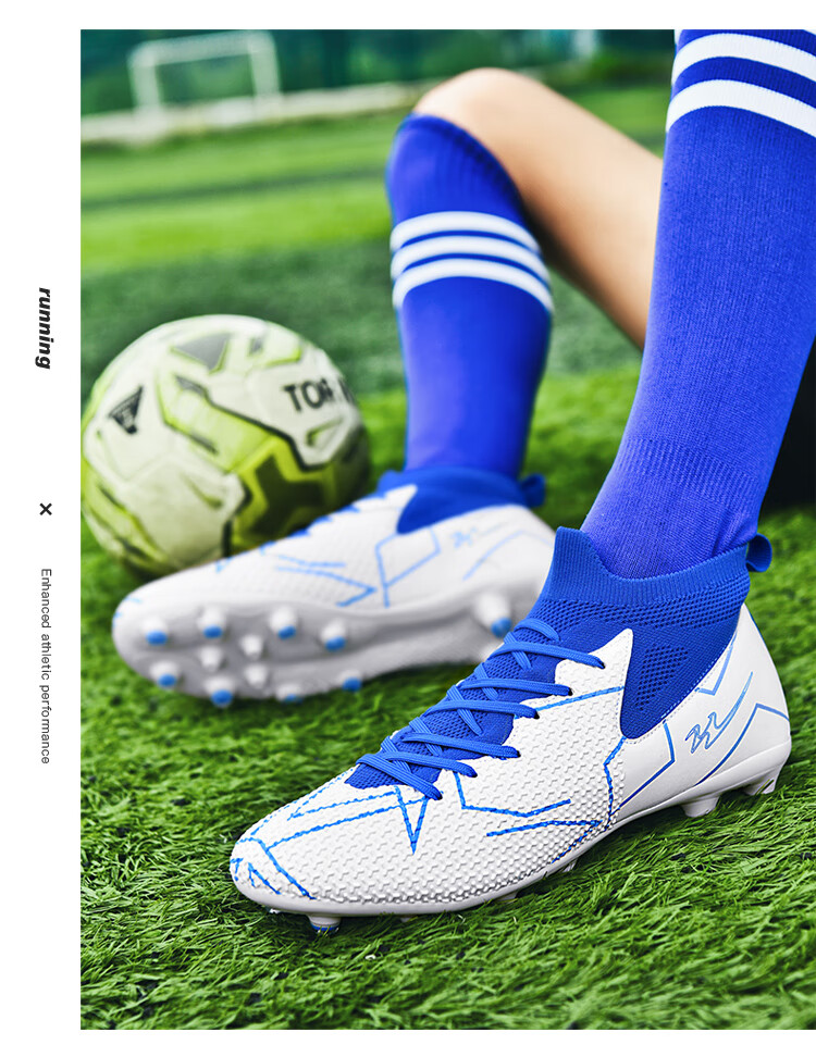 Shuangxingbate Soccer Shoes, High-Top Breathable Artificial Turf Long Studs FG Adult Training Shoes for Men, Wear-Resistant Youth Competition Soccer Cleats 4