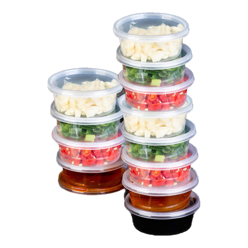 Fangcaodi Disposable Sauce Containers, 70ml*100 Pieces, Passion Fruit Dispensing Boxes, Freezer Containers, Seasoning Boxes, Small Sauce Dishes with Lids