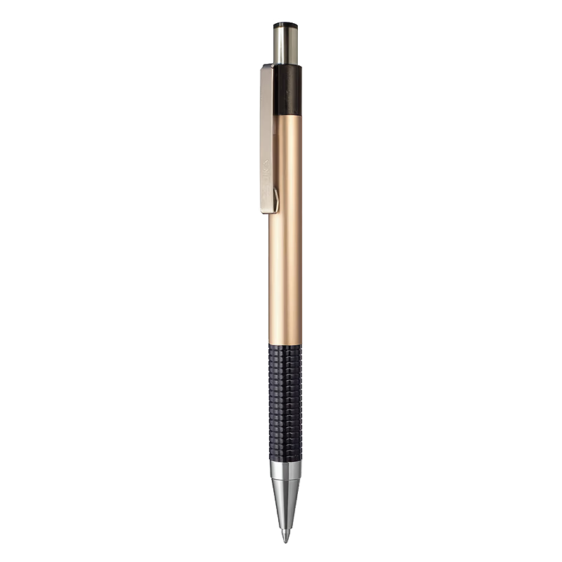 ZEBRA CJ-301 Series Retractable Gel Pen, 0.5mm Bullet Tip Signing Pen, Metal Feel Business Pen for Office Use, Black Pen (Compatible with JK-0.5 Refill), JJ29-ZA Gold Barrel Black Refill
