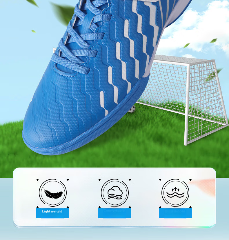Li-Ning Children's Soccer Shoes for Ages 6-12, Molded Studs TF Professional Training Shoes for Elementary School Students, Big Kids Boys And Girls Velcro Sneakers Size 31 2