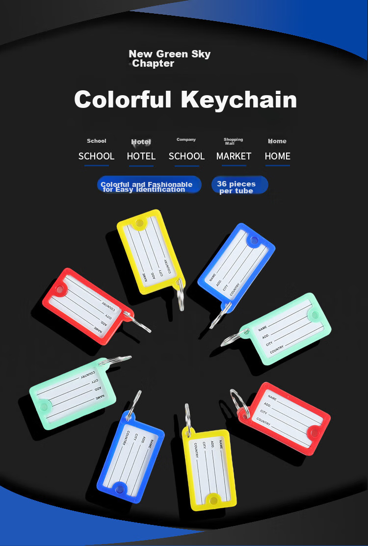 TANGO Key Tags, Colorful Single-Sided Double-Hole, 36 Pieces/tube, Four Colors, PET Tube Packaging, Label Tags for Hotel Landlords, Large Keys, Customizable Classification Labels, Easy-To Key Tags 1