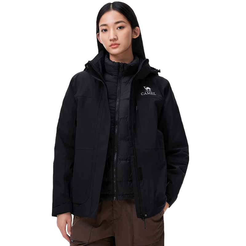 CAMEL Outdoor 3-in-1 Waterproof Windproof Mountain Jacket with Thick Goose Down Insulation, Warm and Cold-Resistant, Size M