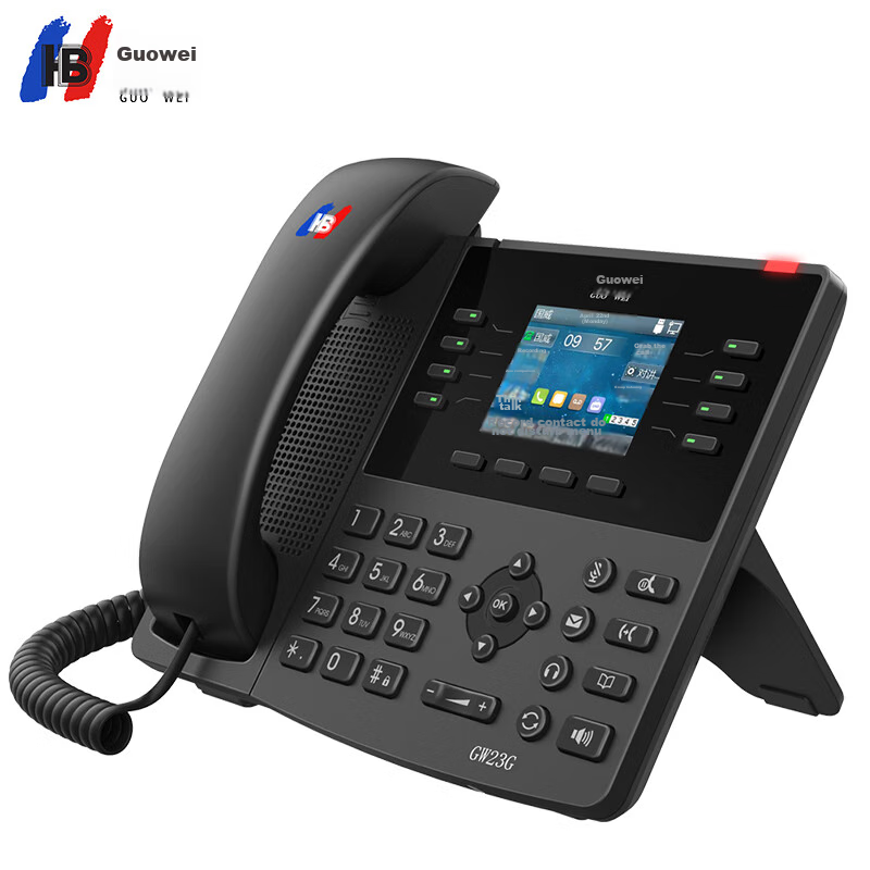 Guowei IP Landline Phone GW23G, Recording Network IP Phone, 2.8-Inch Color Screen, Bluetooth, Wireless WIFI, USB, Gigabit Dual Network Ports, 6-Line Telephone Conference