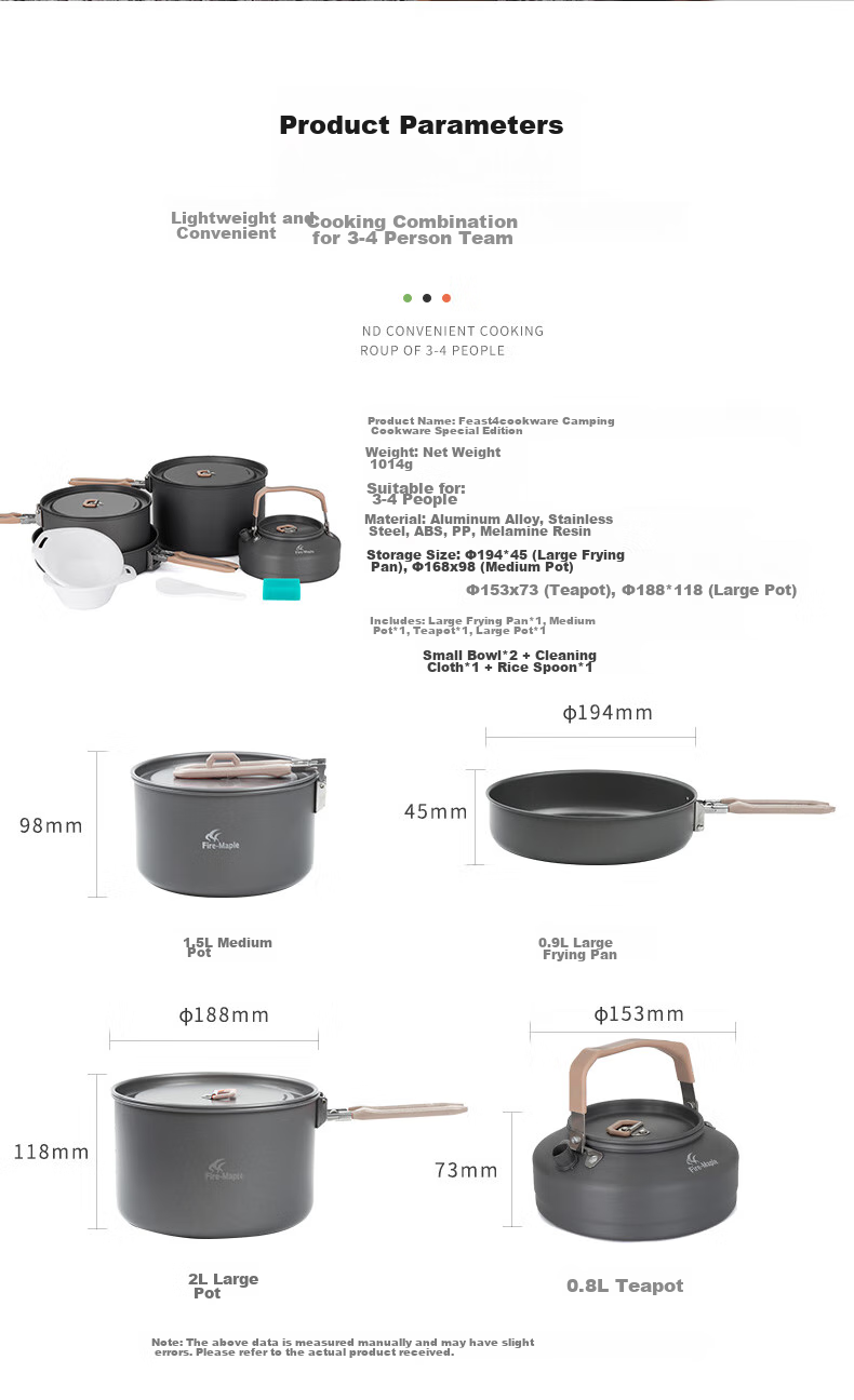 FIRE-MAPLE Banquet 4 Special Edition Outdoor Stove Camping Equipment Cookware Frying Pan Kettle Portable Pot Set Tea Brewing Stove 2