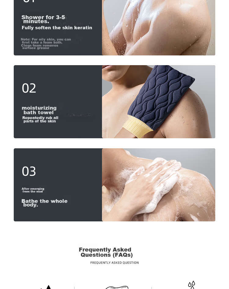 Chuangyilaojiang Exfoliating Washcloth for Men, Bath Scrubber, Body Scrubber with Coarse Sand, Widened Single Piece, Removes Dead Skin, Nylon Cotto 3