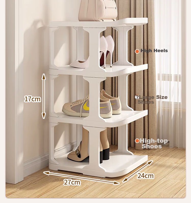 Anerya Simple Shoe Rack, Multi-Tier Storage for Entryway, Dormitory And Home Use, Space-Saving Vertical Organizer with Dividers, Shoe Cabinet, Warm White, 5 Tiers 8