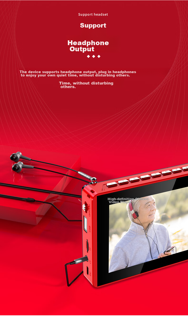 Huabao V2 Elderly Opera Machine, Senior Citizens' Theater Viewing And Listening Device, Square Dance Video Player, Portable with Display Screen, Radio, Video Player, Mobile 10