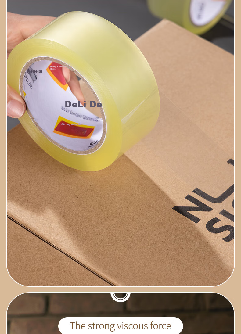 Deli High-Quality Transparent Yellow Packing Tape / Shipping Tape, 45mm*100y*45μm, 6 Rolls/tube, Office Supplies, JD151 5
