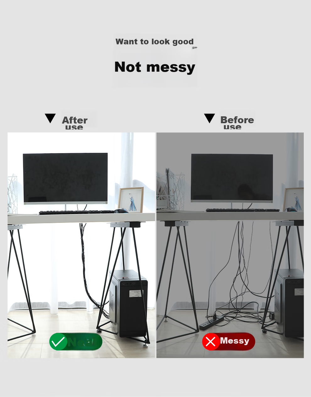 Baseus Computer Cable Management Strap with Velcro, Cable Organizer And Tidy Cable Wrap, Adhesive Nylon Hook Power Cord Cable Tie, Black 3 Meters 3