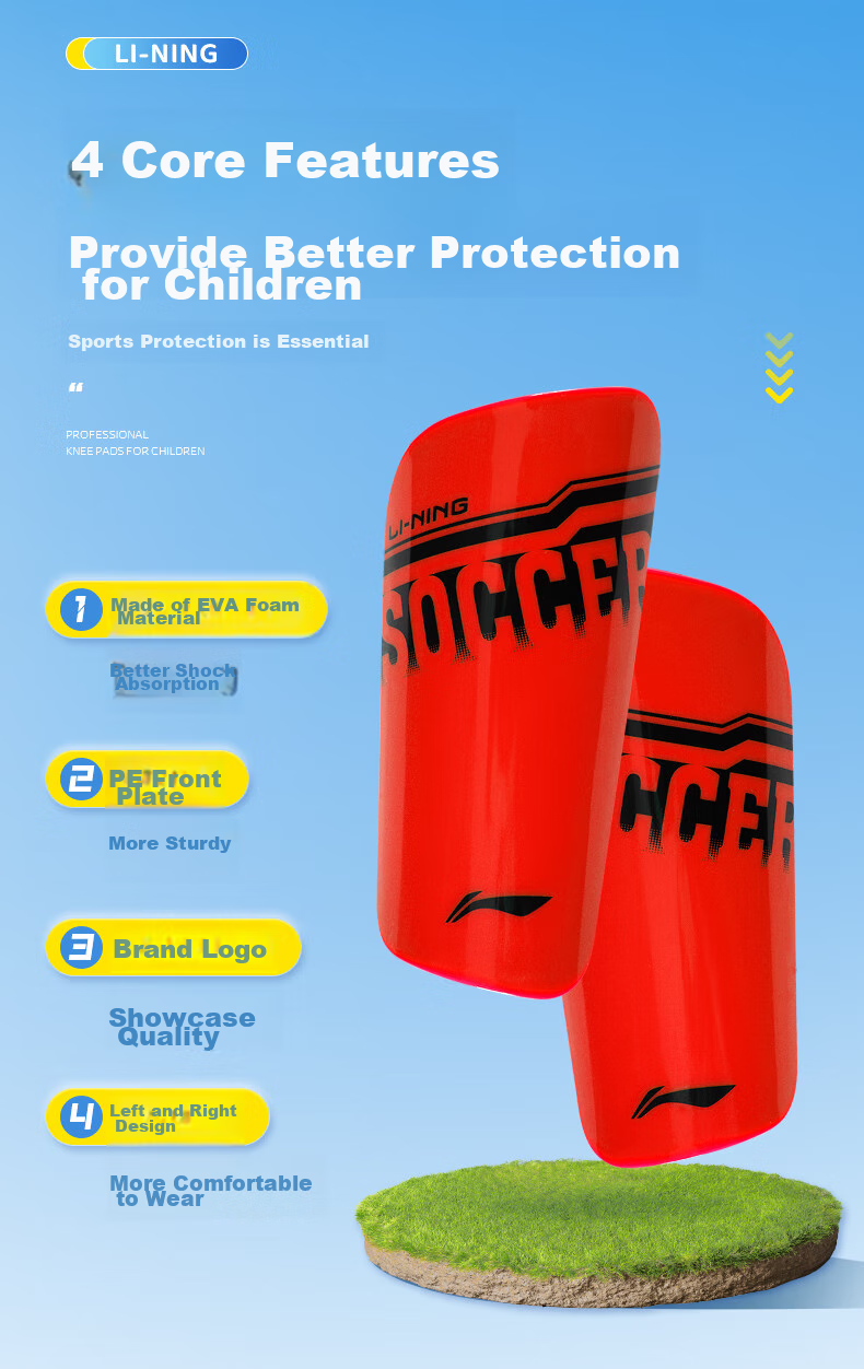 Li-Ning Soccer Shin Guards for Children And Adults, Protective Leg Guards for Competition And Training, Professional Protective Equipment for Men, Red Size L 2