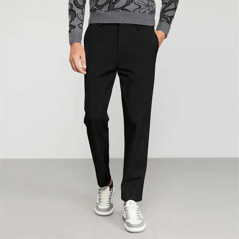 DANCING WOLVES [TR Wrinkle-Resistant] Business Commute Casual Pants, Crisp And Stylish Men's Casual Trousers, 001 Black, Size 28