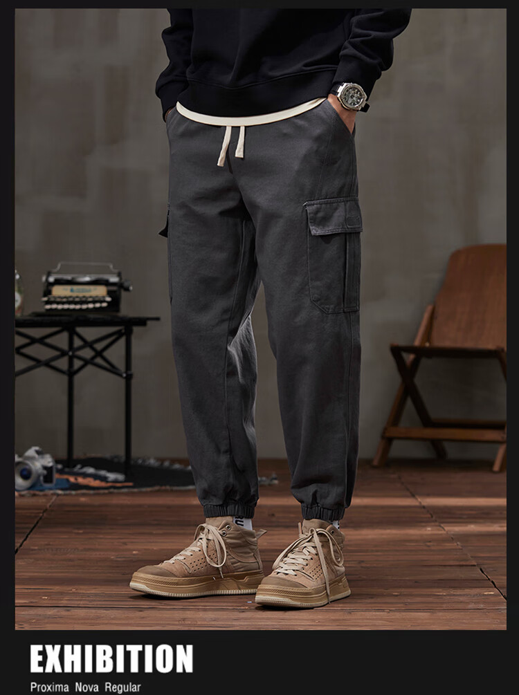 Dingfengbaoluo Casual Pants for Men, Summer Heavyweight Trendy Brand, Loose-Fitting Joggers, Fashionable Versatile Athletic Sweatpants, K602 Black 2XL 17