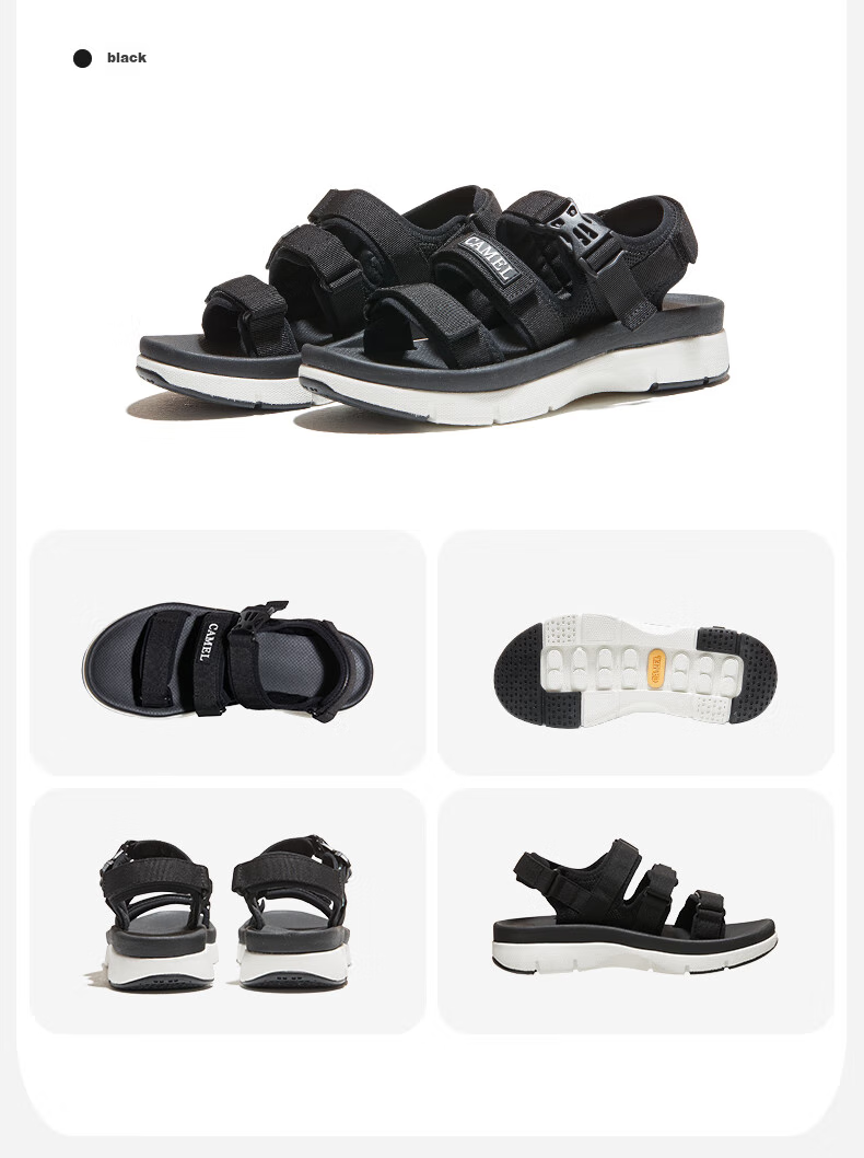 CAMEL Velcro Contrast Color Beach Sandals, Women's Sports Casual Shoes, K24B16L2010, Lavender Purple, Size 38 28