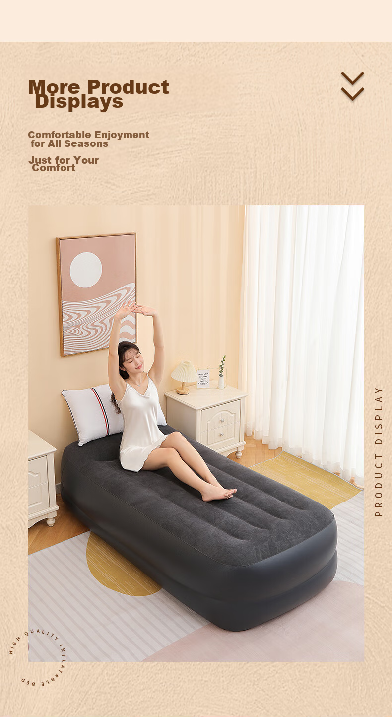 INTEX Built-In Electric Pump Inflatable Bed with Pillow, Single Automatic Air-Filling Mattress, Double-Layer Luxury Thickened And Heightened 64122 13
