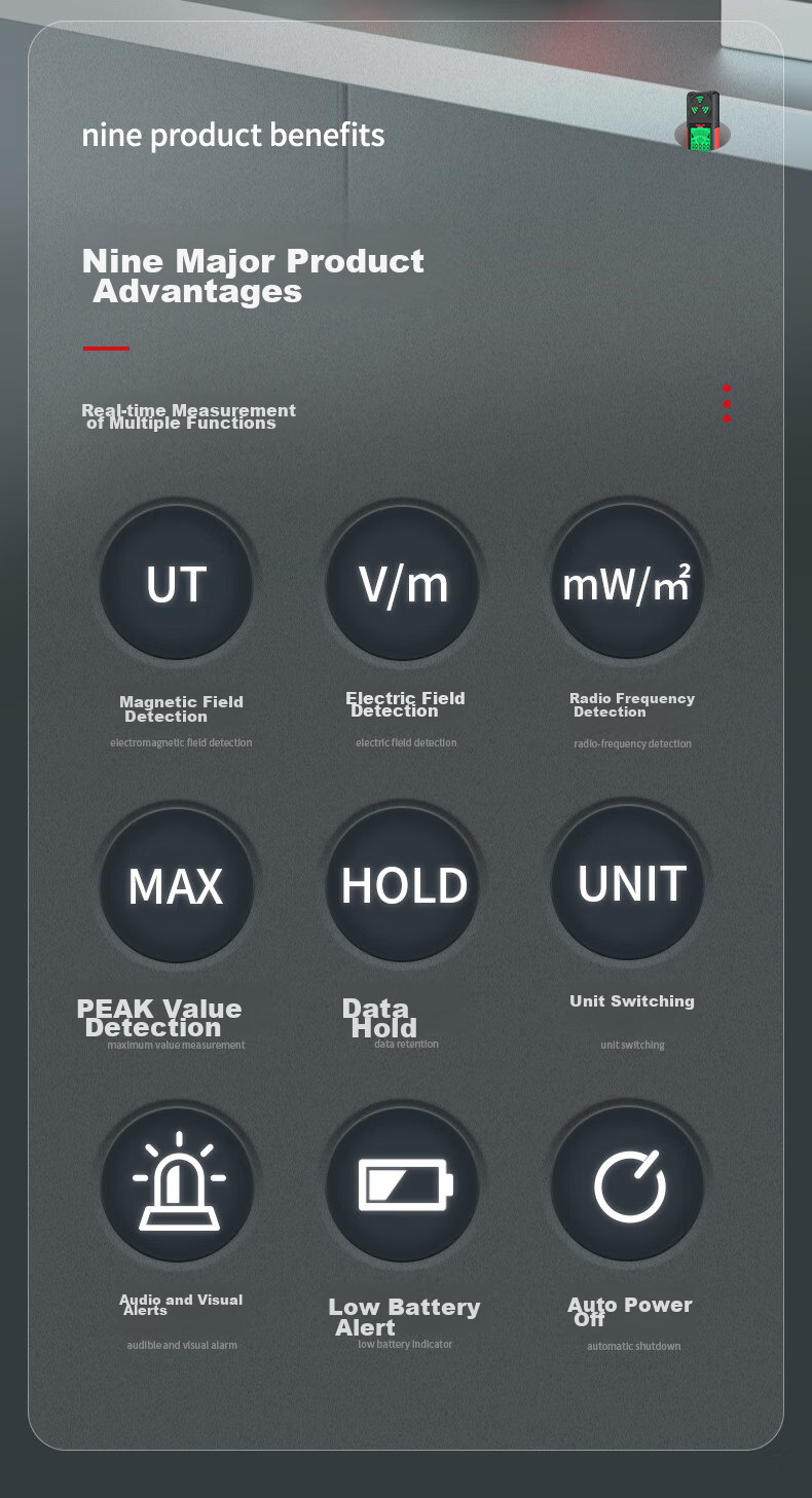 DELIXI ELECTRIC Electromagnetic Radiation Tester, High-Frequency DI504A, Home-Use Electromagnetic Field Radiation Detector 5