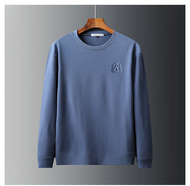 ROMON Men's Sweatshirt, Spring And Autumn Business Round Neck Long Sleeve T-Shirt, Quality Casual Base Layer Jacket, Men's Clothing, 113 Green, 2X 13