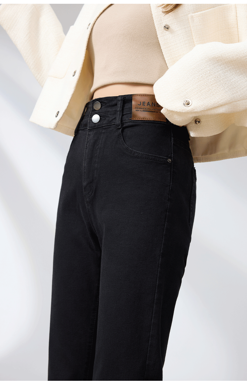 LangSha Straight-Leg Jeans for Women, Spring And Autumn Thin Style, High-Waisted Narrow Straight-Leg Pants, Heightening And Slimming Effect, Casual Cigarette-Pipe Women's Trousers 10