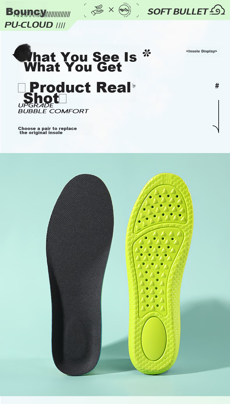 Bangnishijia 2 Pairs of Insoles for Men, Sweat-Absorbing, Odor-Resistant, Breathable, Antibacterial, Non-Stuffy, Shock-Absorbing, Comfortable, And Anti-Odor, Suitable for Both Men And Wome 16
