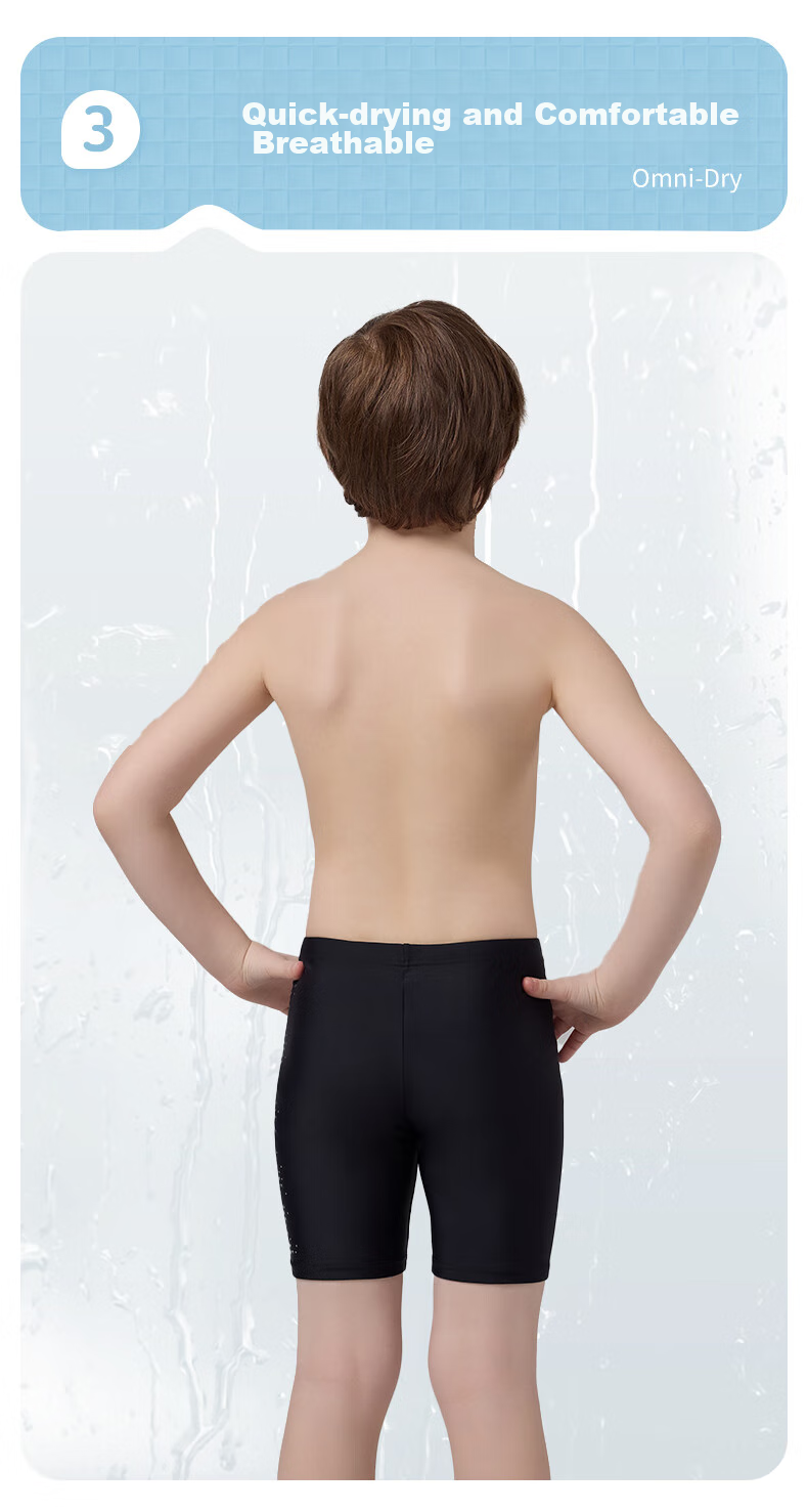 Suanshi Kids Boys Swimwear Chlorine-Resistant Quick-Dry Five-Point Swimming Trunks Professional Training Sun-Protective Swim Shorts Black 160 8