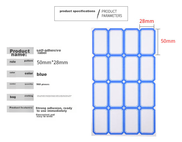 TANGO Self-Adhesive Label Paper / 960 Pieces, Blue, 50mm*28mm, Sticky Price Tags, Paper Pullers, Memo Pads, Name Tags, Document Classification Price Book Stickers, Office Supplies 2