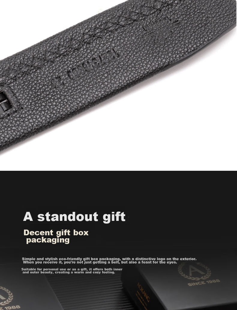 Aokang Men's Automatic Buckle Belt, Top-Grain Leather, Business Trouser Belt, Birthday Gift for Husband 10