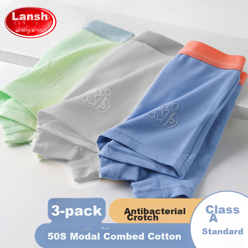 LangSha Boys' Cotton Underwear, Plain Color Boxer Briefs, Class A Standard, Big Boys' Breathable Comfortable Shorts, Size 110