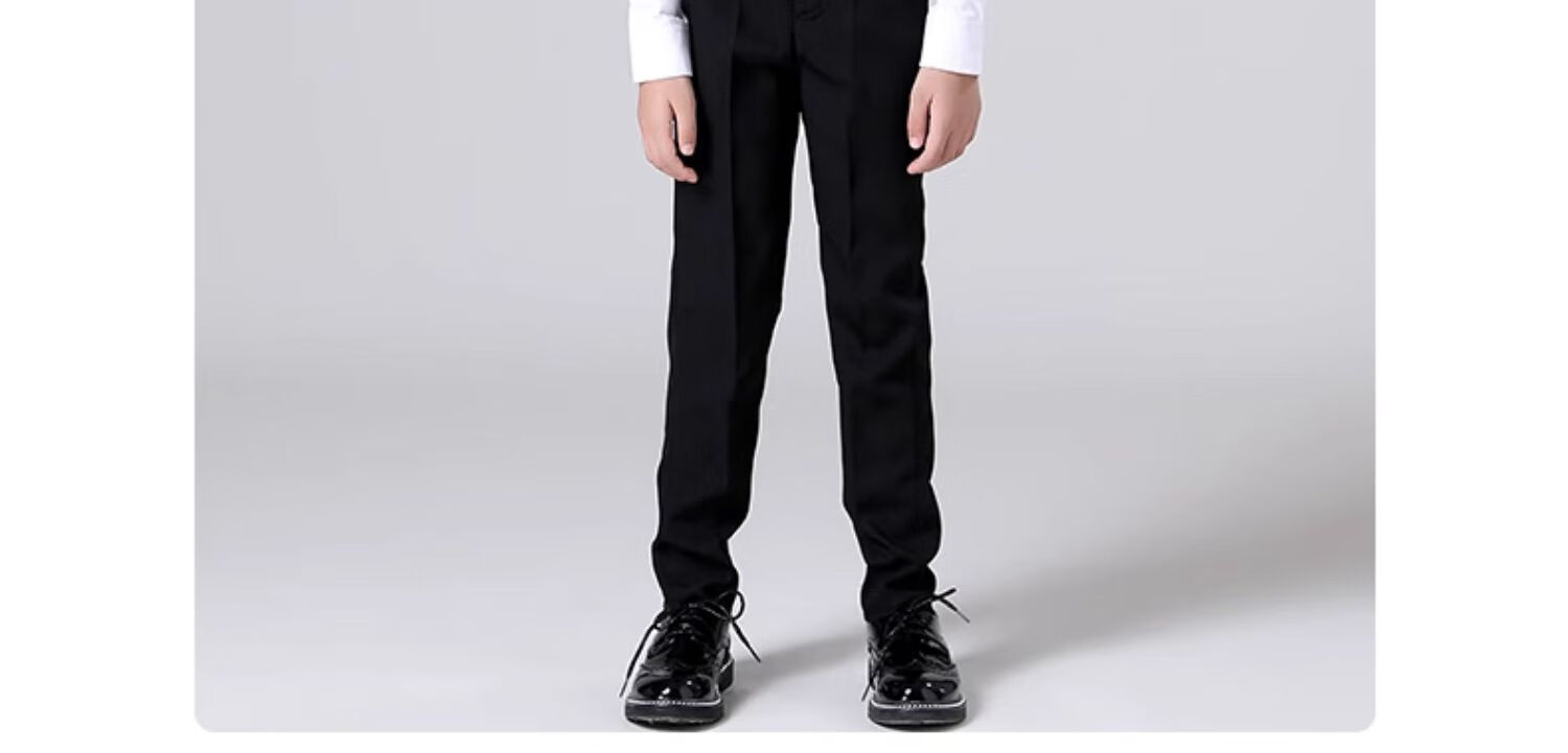 Luomeng Boys' Formal Suit Set, Little Host Piano Performance Outfit, Flower Boy Tailcoat, Black, Size 170 16