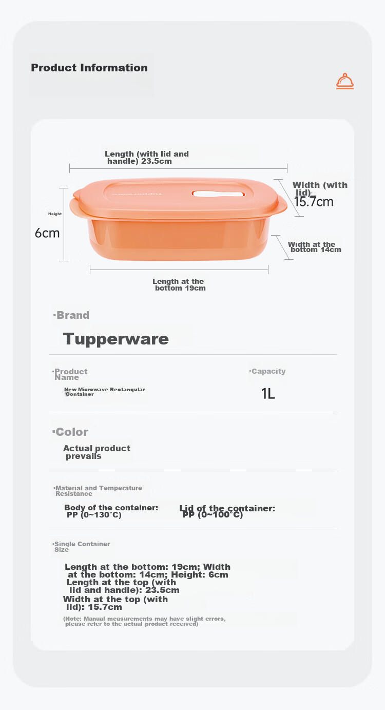 Tupperware Rectangular Lunch Box 1L Microwaveable Portable Sealed Bento Box for Students and Office Workers Macaron Blue 10