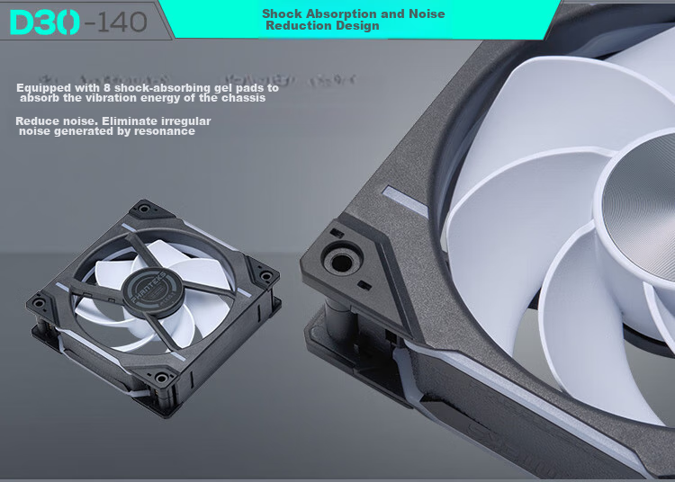 PHANTEKS D30 Building Block Version Anti-Leaf 14cm Case Water Cooling Radiator ARGB Temperature Control Fan (30mm Thick / Hidden Screw Holes / Wireless Cable Connection / Single Package / Black) 7
