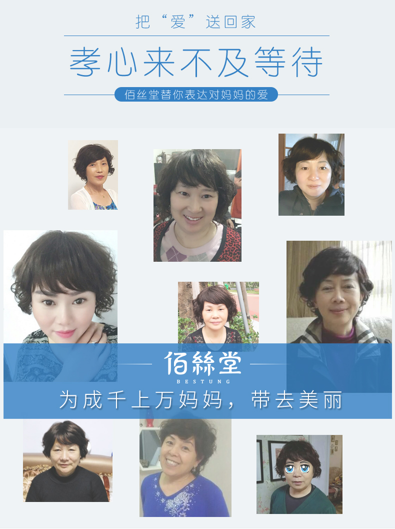 Baisitang Wig for Women, Short Hair, Real Human Hair, Middle-Aged And Elderly Mom Style, Natural Full Head Cover, Full Real Hair, 50-Year Hair Cover, Covers Gray Hair 14
