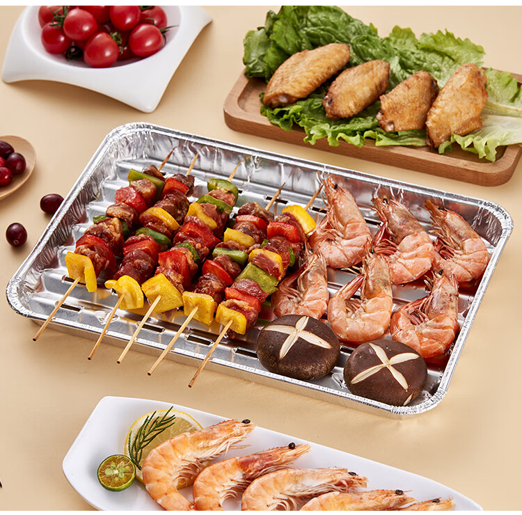 Suncojia Barbecue Griddle, Deep Stainless Steel Tray, Rectangular Plate for Home Use, Fish Grilling Pan, Dinner Plate, Steaming Tray, Two Pieces 11