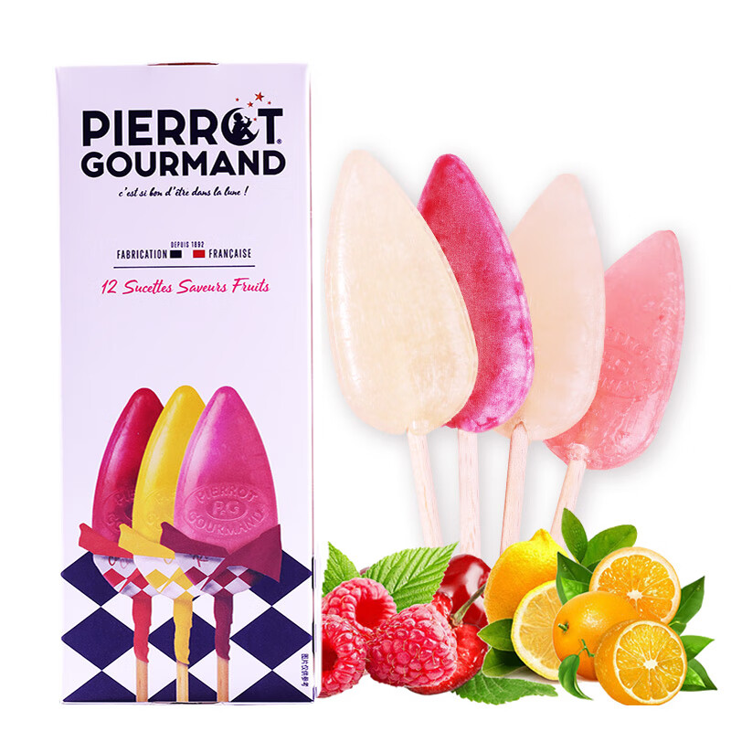 倍乐果法国进口儿童休闲零食棒棒糖 网红糖果水果味硬糖12支装新年礼物
