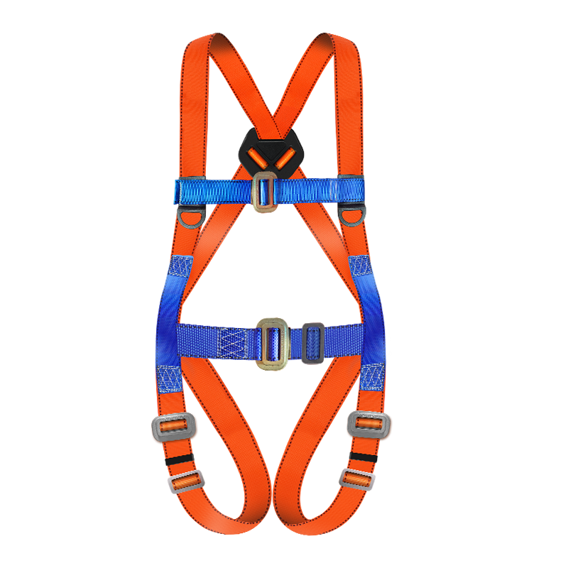 Leyoubaiyi Five-Point Safety Harness with Double Large Hooks, 2 Meters, Fall Protection Safety Rope, Full Body Fall Protection System, National Standard GB6095-2021