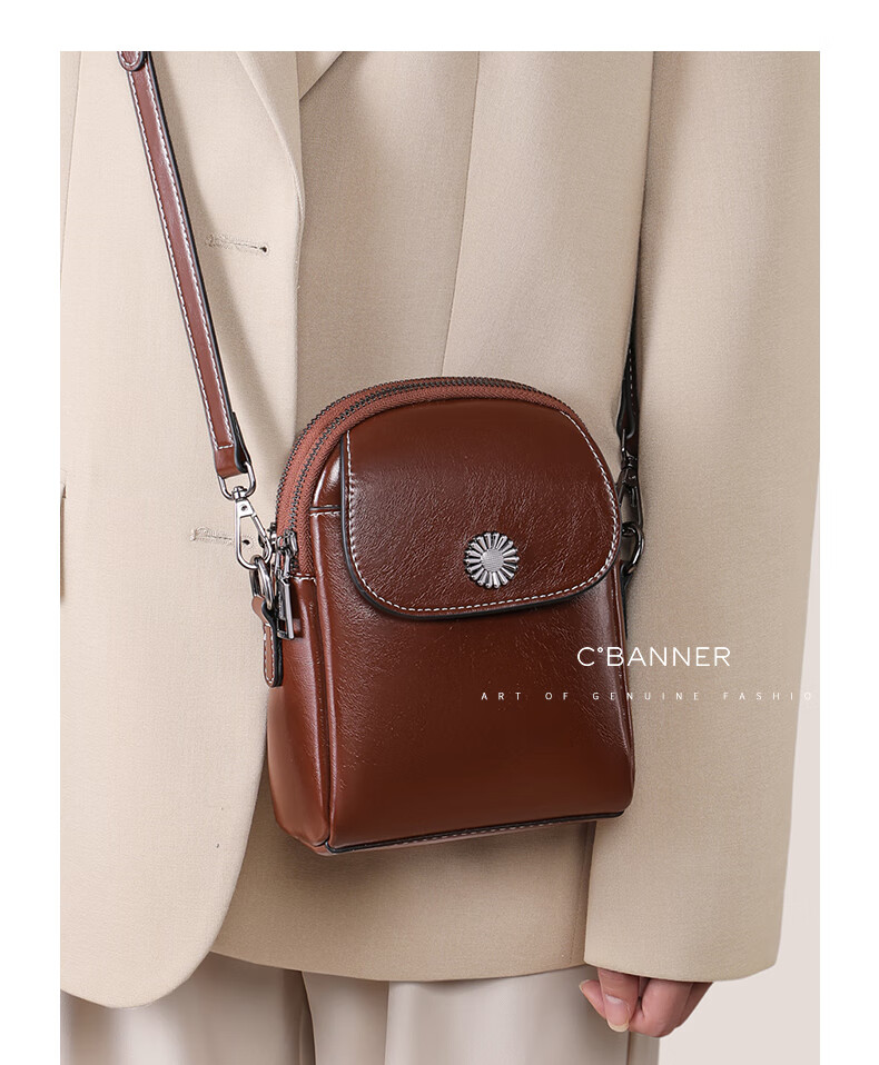 C.BANNER Leather Handbag for Women, Crossbody Bag, Fashionable Commuter Shoulder Bag, Light Luxury Brand Birthday Gift for Girlfriend on May 20 3
