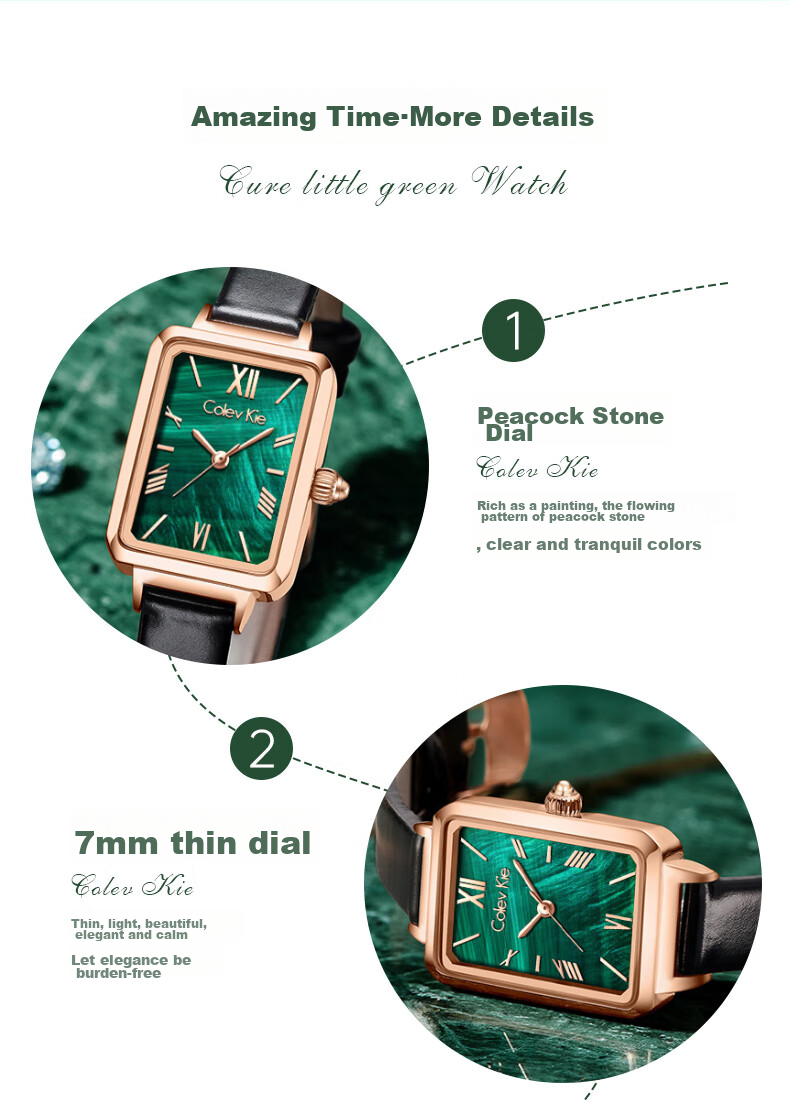 Colevkie Little Green Watch Women's Watch 2026 New Luxury Niche Brand Elegant Birthday Gift for Women 14