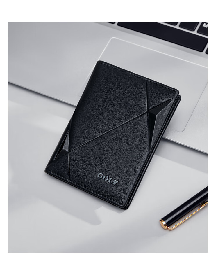 GOLF Top-Grain Leather Card Holder for Men with Multiple Card Slots, Bank Card Holder, Slim Leather Case for Cards, Vertical Style Small Wallet 4