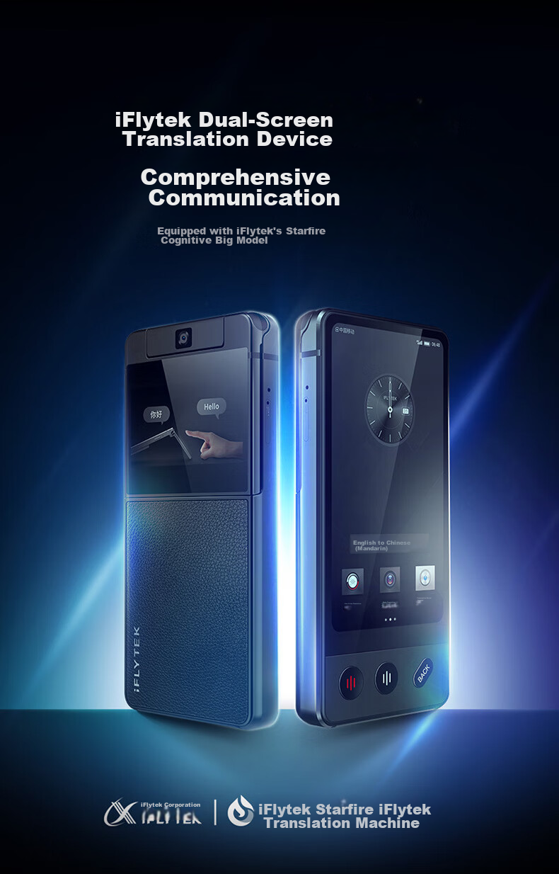IFLYTEK Dual-Screen Translation Device, Multi-Language Offline Translator, Real-Time Translation Pen for Subtitles And Oral Communication While Traveling Abroad 2