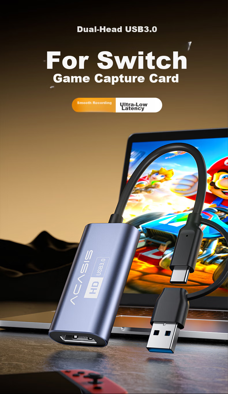 Acasis Video Capture Card for Switch/PS5/Smartphones/Tablets IPad/Cameras, 1080P HD Live Streaming Capture Device MS2130, Game Screen Casting And Recording VC-002 2