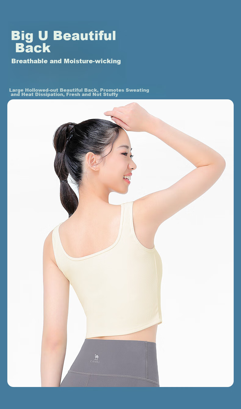 CAMEL Women's Yoga Tank Top, Breathable Quick-Dry Underwear, Fitness Wear for Outer Wear, Sports Beautiful Back Base Layer Y24BAVZ040 5