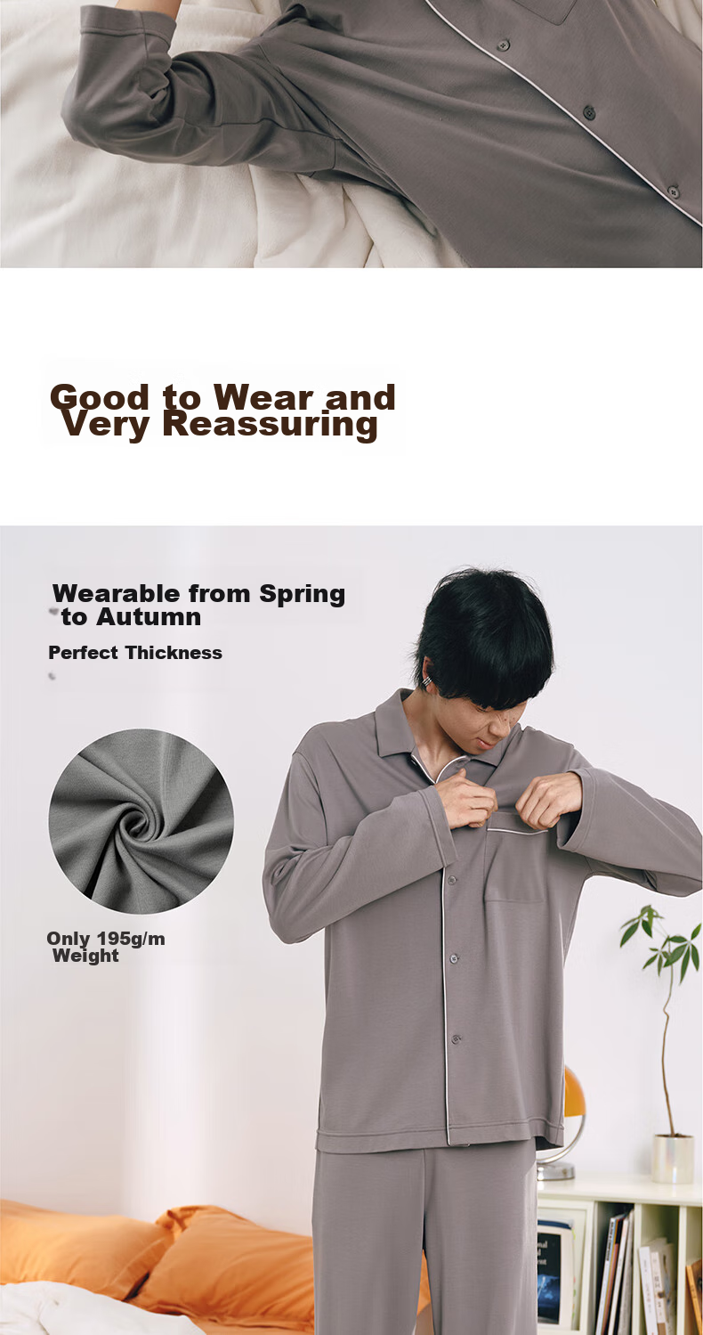 NEIWAI Orange Label [Good Lying Series] Couples' Pajama Cotton Sleepwear Set for Men And Women, Non-Pilling Breathable Loungewear 5